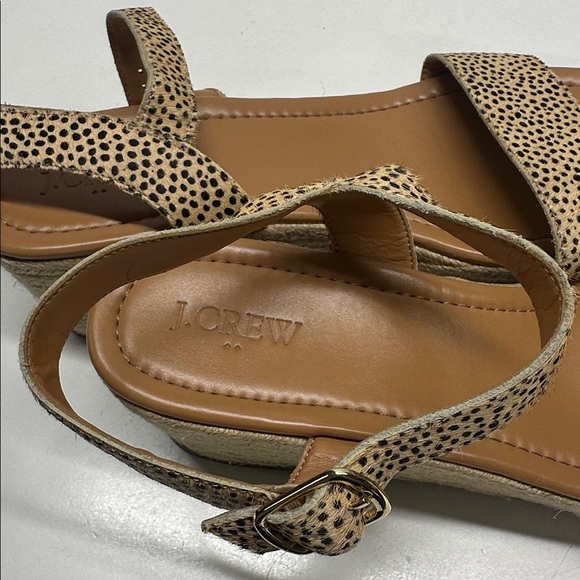 J Crew Platform Espadrilles Sandals Open Toe Leopard Calf Hair Animal Print 12 - Picture 10 of 11